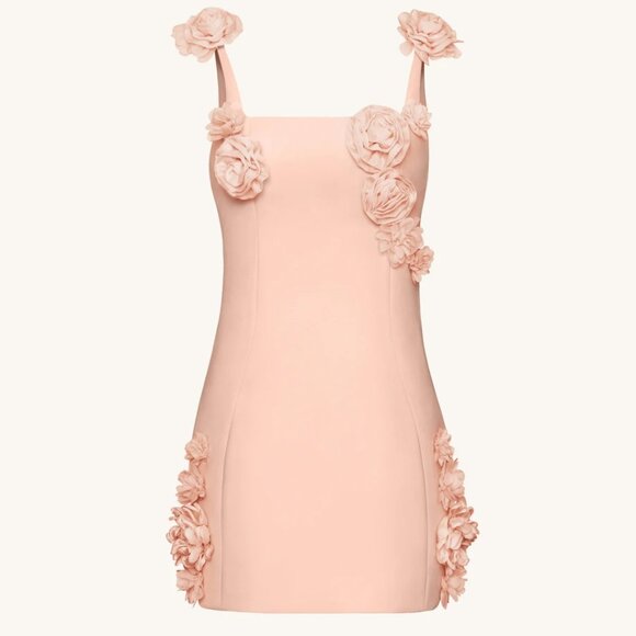 NWT - JW PEI Elaina Pink Rosette Applique Mini Dress - Apricot - Picture 3 of 4